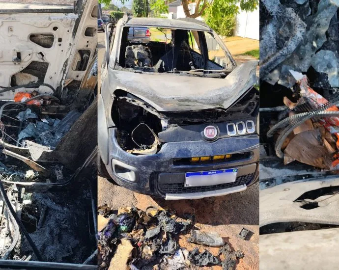 Incêndio destrói Fiat Uno no Parque dos Novos Estados, em Campo Grande