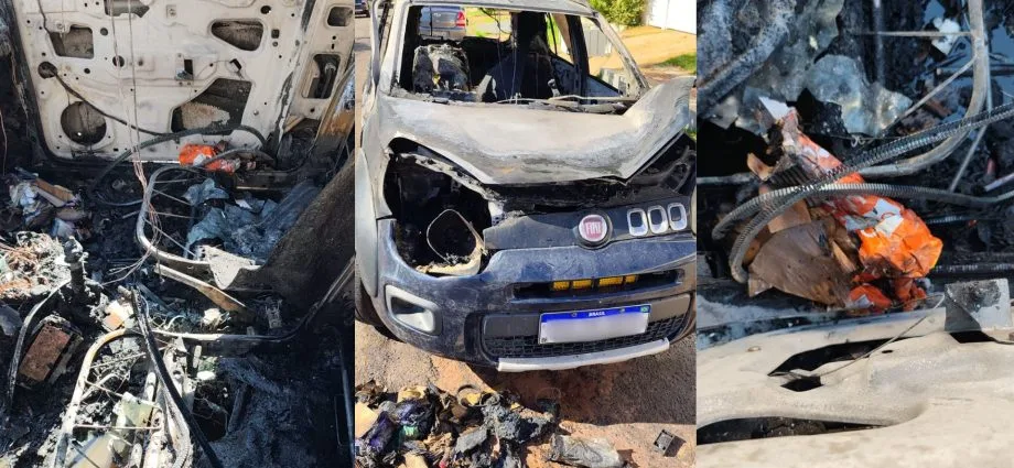 Incêndio destrói Fiat Uno no Parque dos Novos Estados, em Campo Grande
