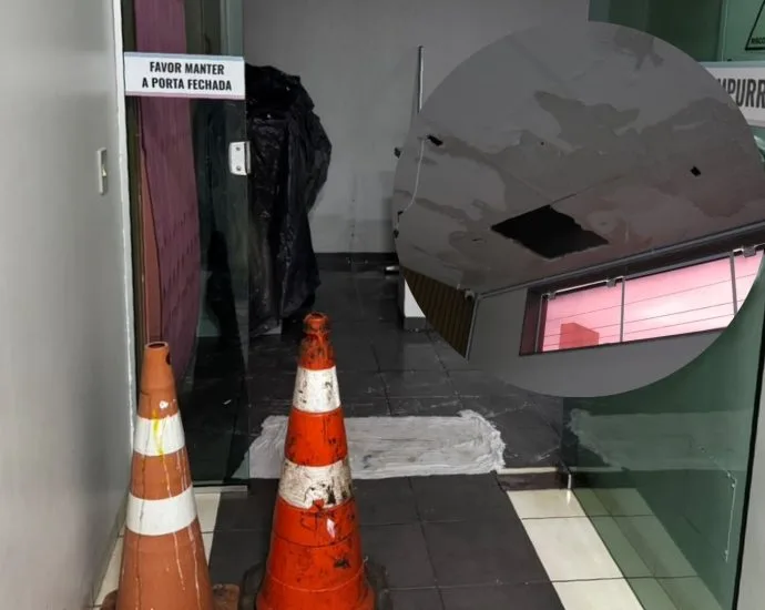Teto desaba e interdita recepção da Maternidade Cândido Mariano em Campo Grande