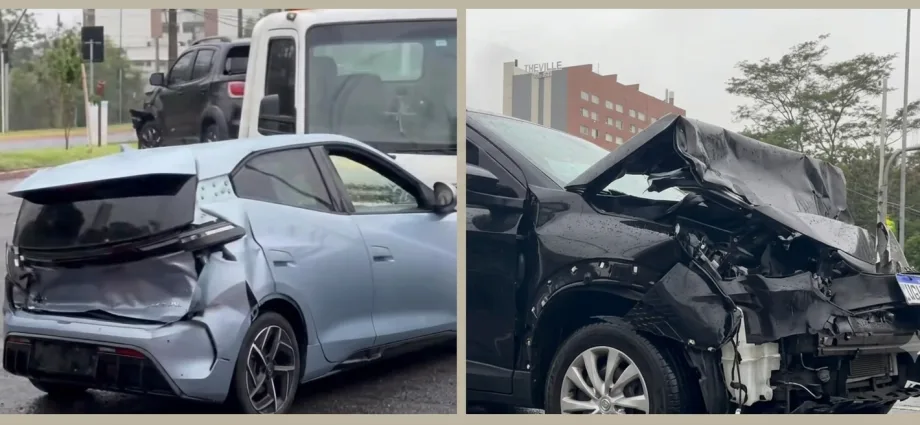 Três jovens ficam feridos em acidente entre Fiat Pulse e BYD em Campo Grande