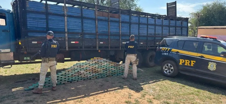 PRF apreende 195 kg de cocaína em caminhão na BR-262 em Corumbá