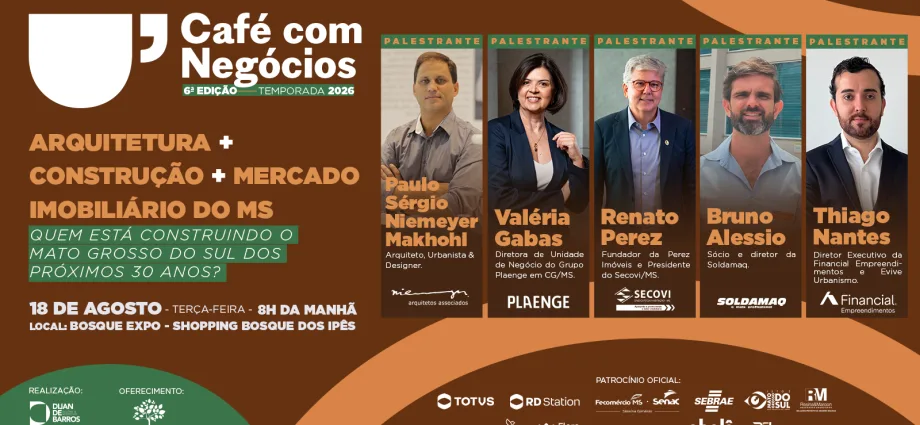 Café com Negócios em Campo Grande abordará arquitetura e mercado imobiliário