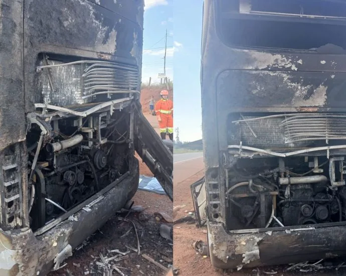 Incêndio em ônibus deixa passageiros à espera por socorro na BR-163 em MS
