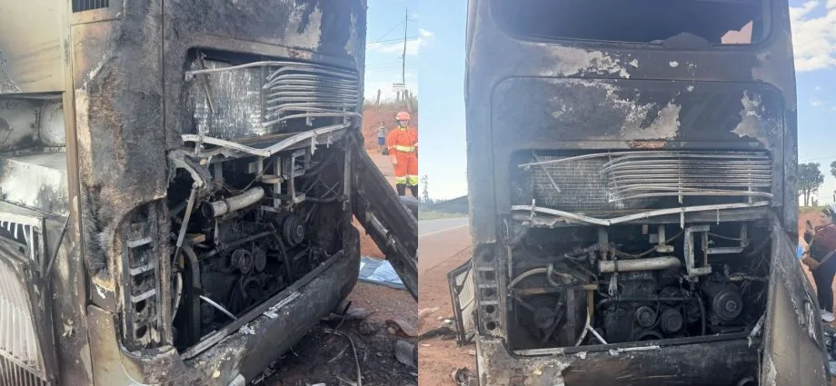 Incêndio em ônibus deixa passageiros à espera por socorro na BR-163 em MS