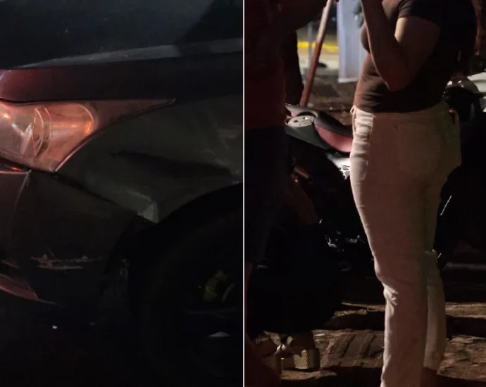Acidente entre Chevrolet Cruze e moto BMW no Jardim dos Estados