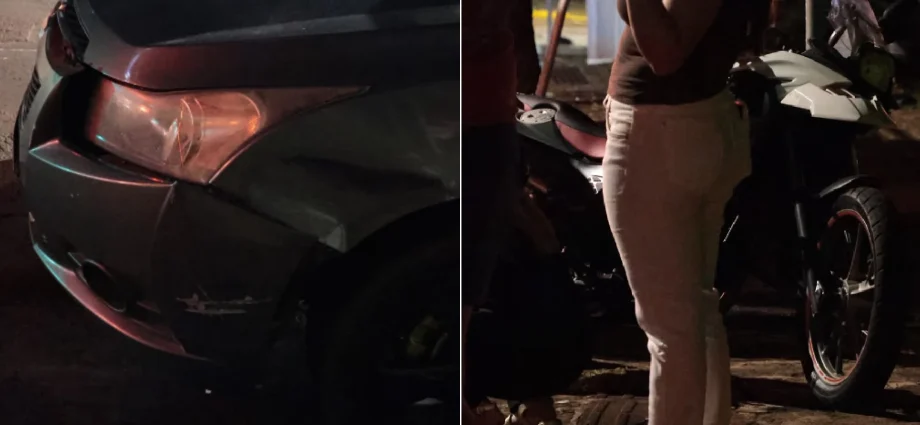 Acidente entre Chevrolet Cruze e moto BMW no Jardim dos Estados