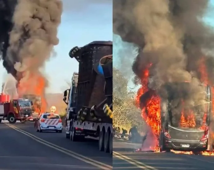 Incêndio em ônibus da Expresso São Luiz em Mineiros, Goiás, não deixa feridos
