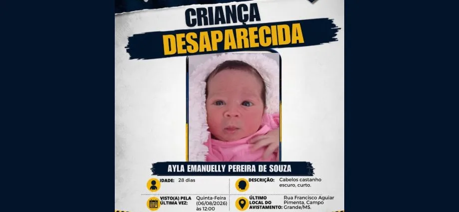 Alerta Amber Acionado para Encontrar Bebê de 28 Dias em Campo Grande