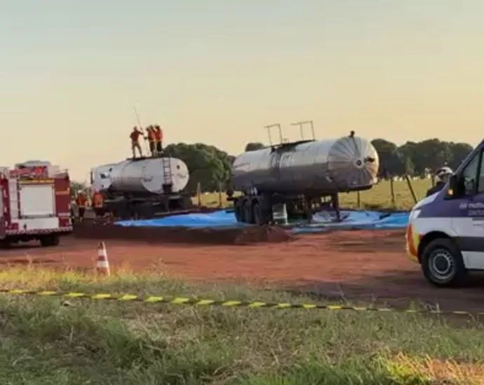 Trabalhador morre após cair em tanque de piche na BR-163 em Jaraguari
