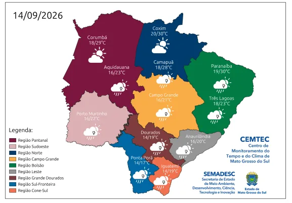 Frente fria traz temperaturas de até 10°C em Mato Grosso do Sul