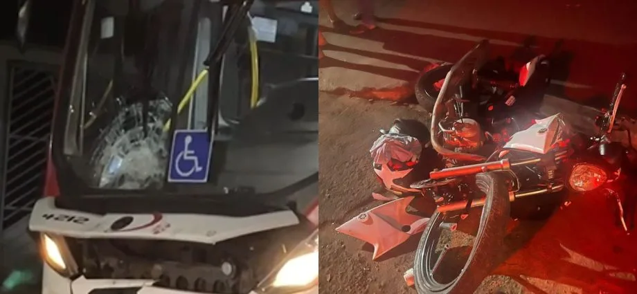 Motociclista fica ferido em colisão com ônibus na Vila Taquarussu