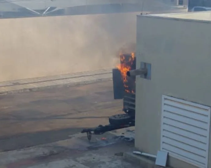 Incêndio em gerador de energia do Hemosul em Campo Grande