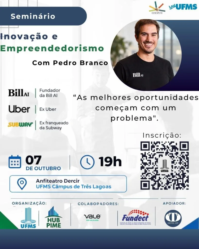 Seminário de Inovação e Empreendedorismo será realizado em Três Lagoas