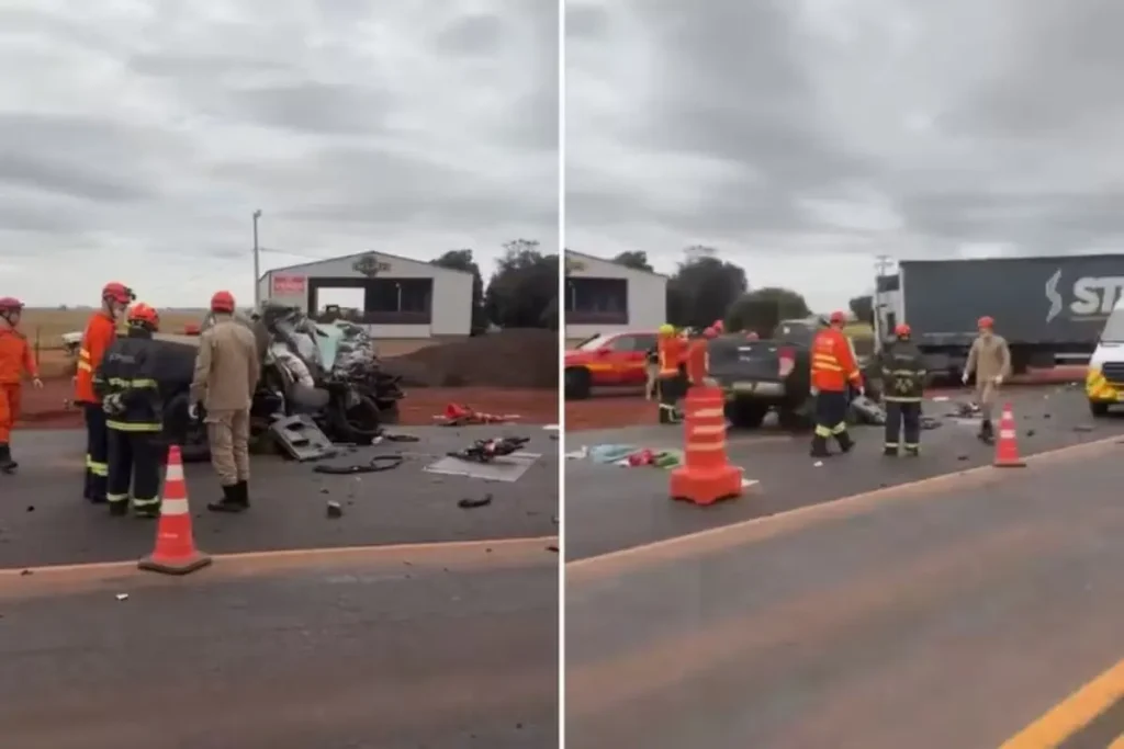 Caminhonete e carreta sofreram uma colisão frontal. (Foto: Portal Fica Dica SGO)