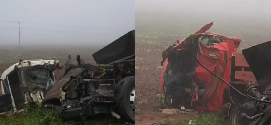 Colisão entre carretas em Itaporã deixa motorista morto e outro ferido