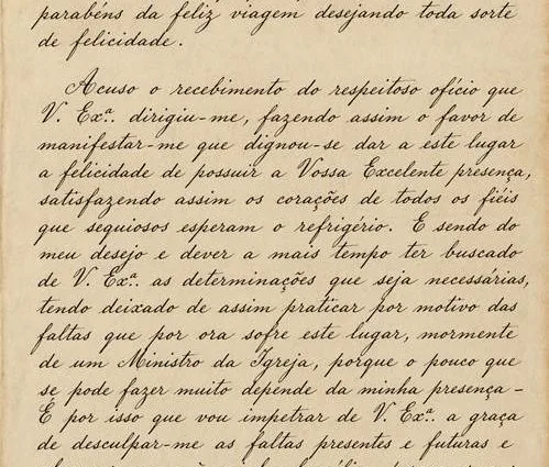 Carta de José Antônio Pereira ao bispo de Cuiabá em 1886