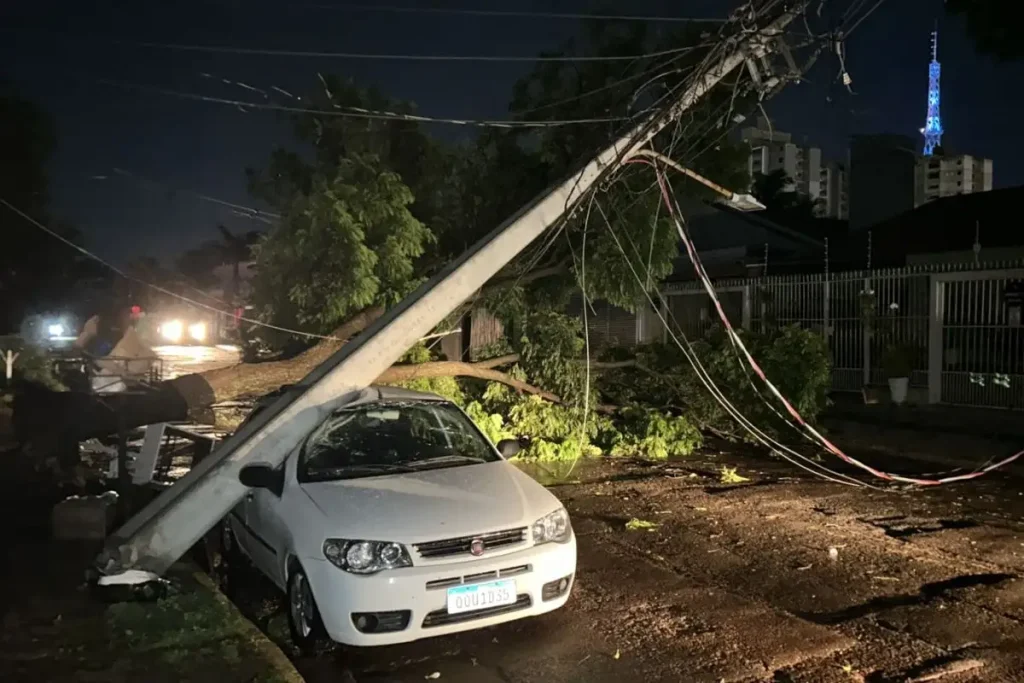 Campo Grande contabiliza estragos após temporal e avalia decretar situação de emergência. (Foto: Reprodução)