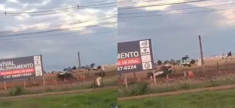 Viatura da PMA capota durante treinamento em Dourados