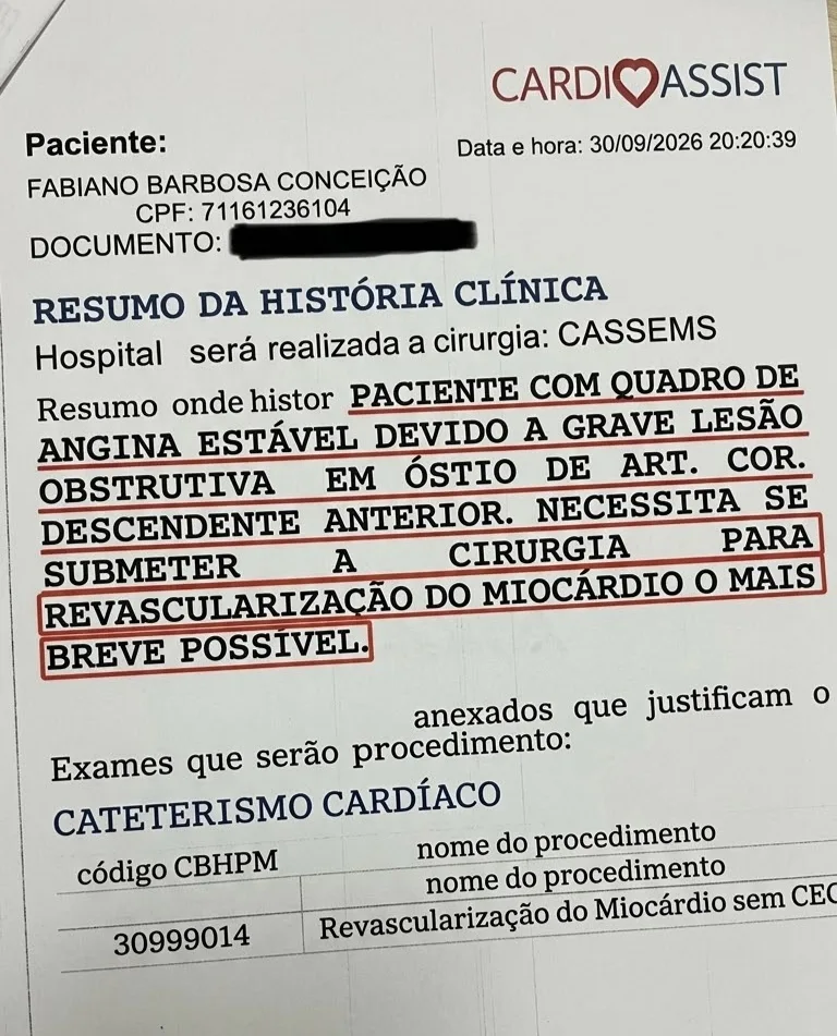 Campanha Solidária para Cirurgia Cardíaca do Apóstolo Fabiano em Ribas do Rio Pardo