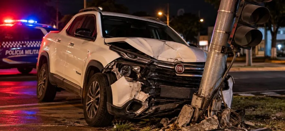 Colisão de veículo em semáforo resulta em detenção de casal em Campo Grande