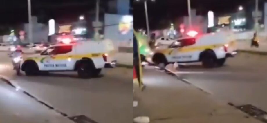 Vídeo mostra viatura da PMRv atingindo motocicleta em Florianópolis
