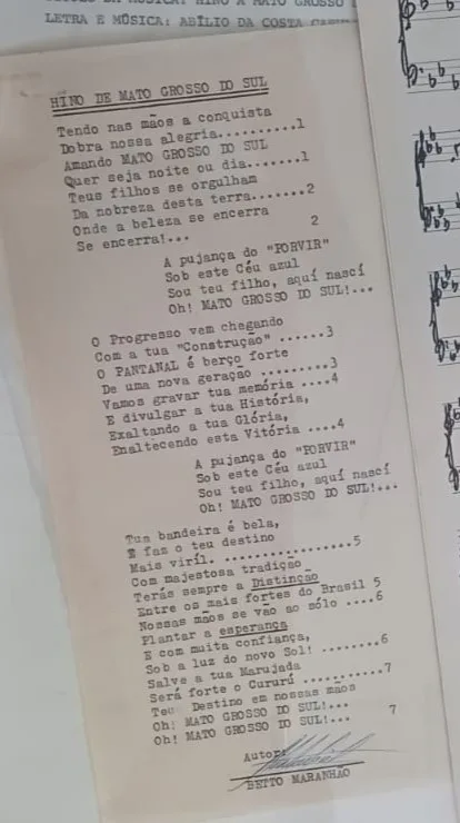 Letra de hino não aprovada para MS é revelada após 48 anos