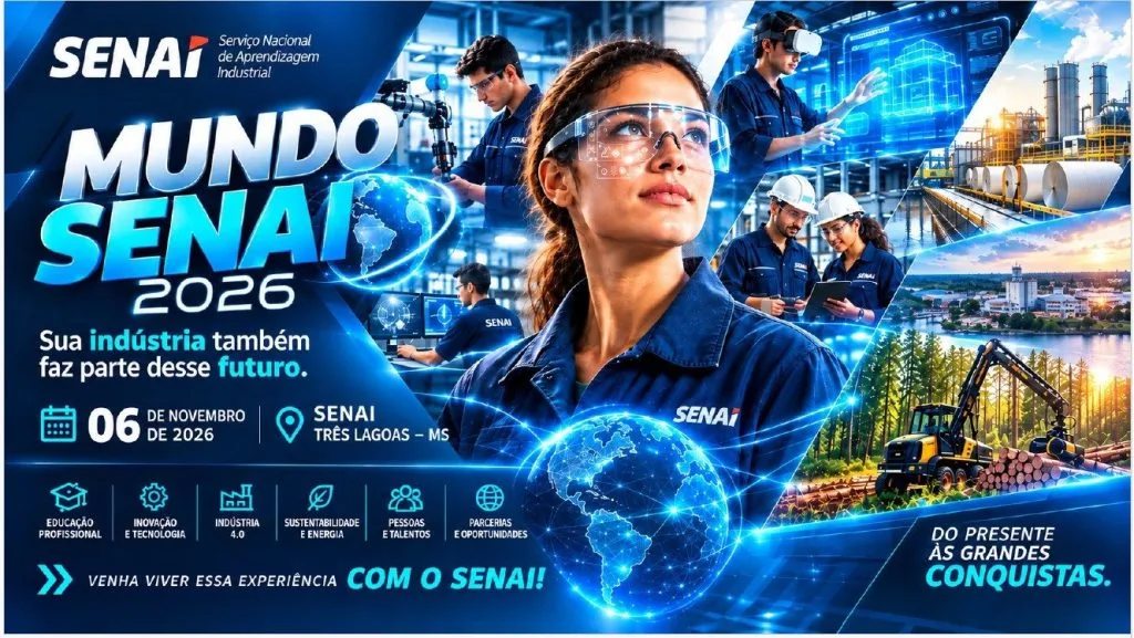 Mundo Senai promove evento gratuito em Três Lagoas nos dias 5 e 6 de novembro