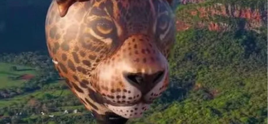 Onça-pintada ganha balão gigante no Pantanal em Aquidauana