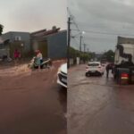 Tempestade alaga ruas de bairros em Nova Andradina