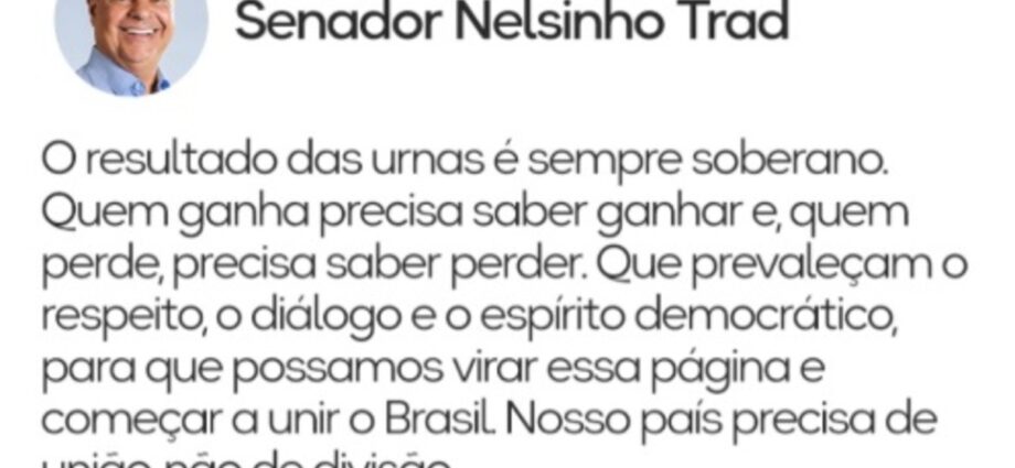Nelsinho Trad afirma que resultado das urnas deve ser respeitado